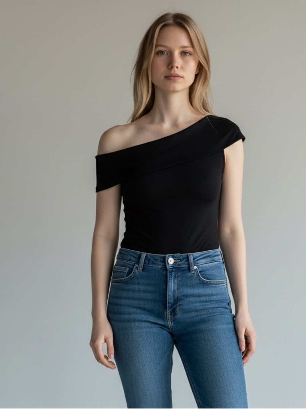 H&M Black One-Shoulder Bodysuit